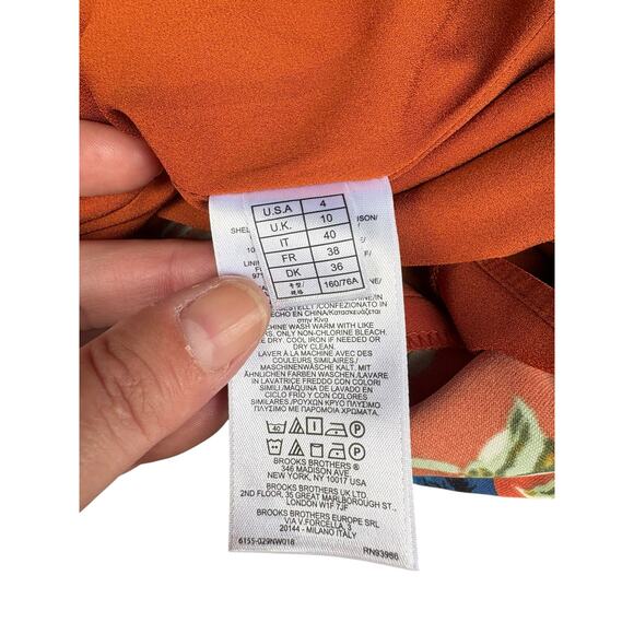 Brooks Brothers Red Fleece Floral V Neck Long Sleeve Fit and Flare Dress - 4 - Picture 8 of 9